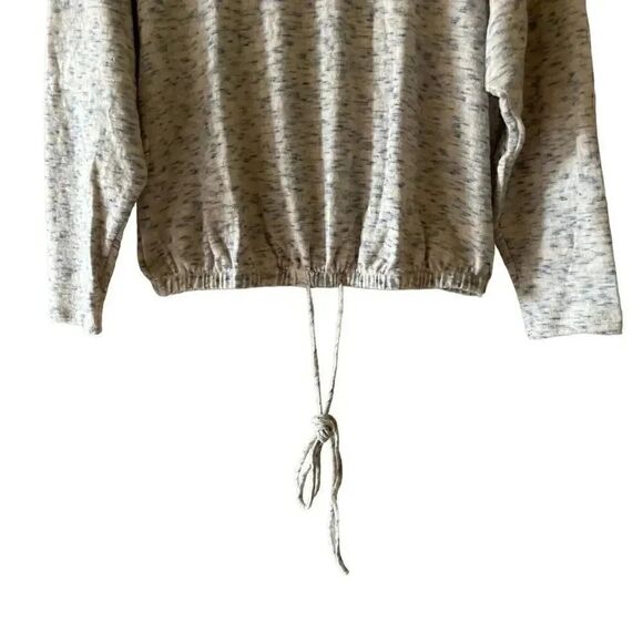LUSH  DRAWISTRING TNECK TOP
CREAM  BLUE Cropped Long Sleeves Soft Womens S - Picture 4 of 16